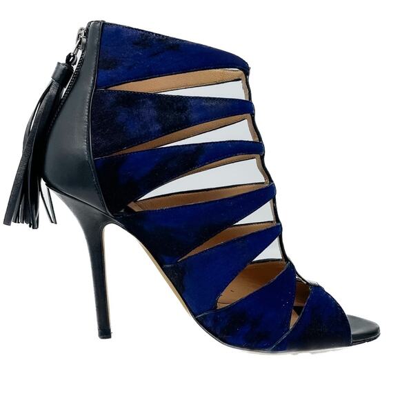 Alexa Wagner Heidi Pony Hair Cage Tassel Zip Stiletto Booties Sandals 37 / US 7 - Picture 9 of 16